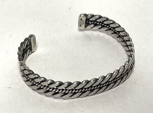 VTG Tahe Native American Navajo Sterling Silver Braided Rope Cuff Bracelet 19g